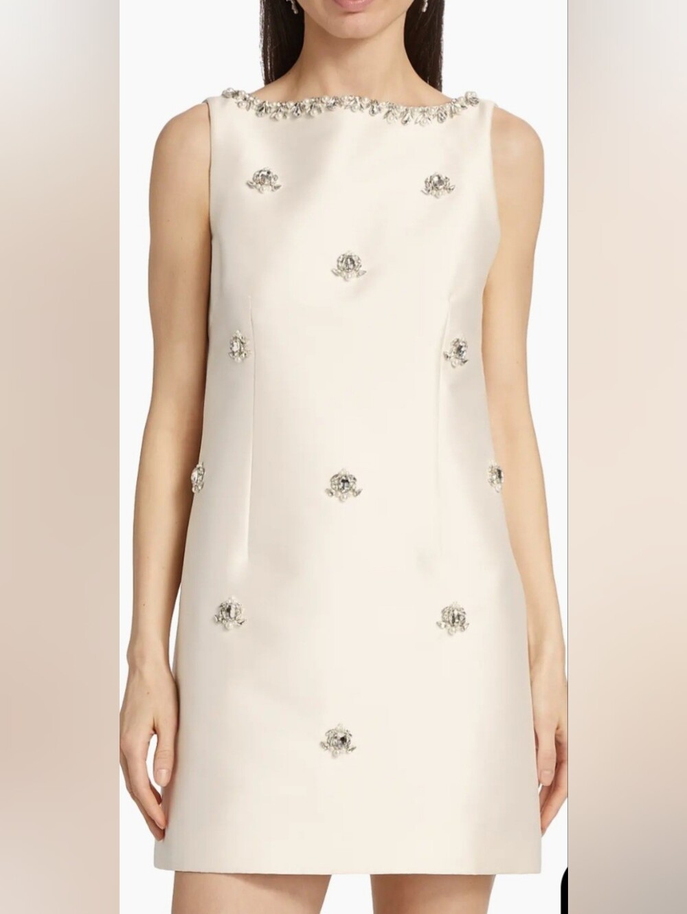 Sachin + Babi Cream Embellished Strapless Shift Dress